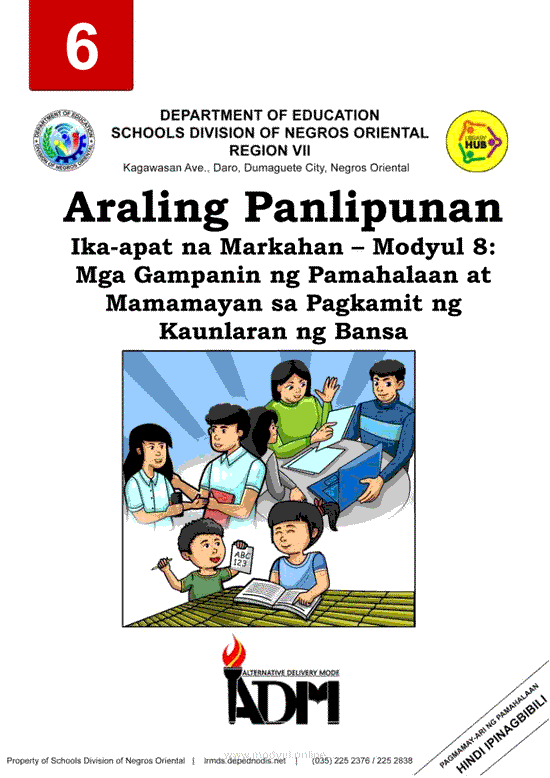 Araling Panlipunan Ika-apat na Markahan – Modyul 8: Mga Gampanin ng Pamahalaan at Mamamayan sa Pagkamit ng Kaunlaran ng Bansa